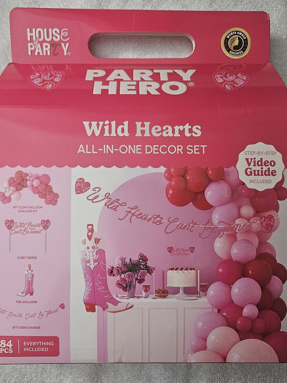 Party Hero Wild Hearts All-In-One Pink Party Decor Set 84 PCS